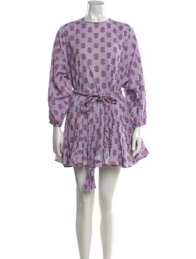 Pre-owned Rhode Floral Print Mini Dress In Purple