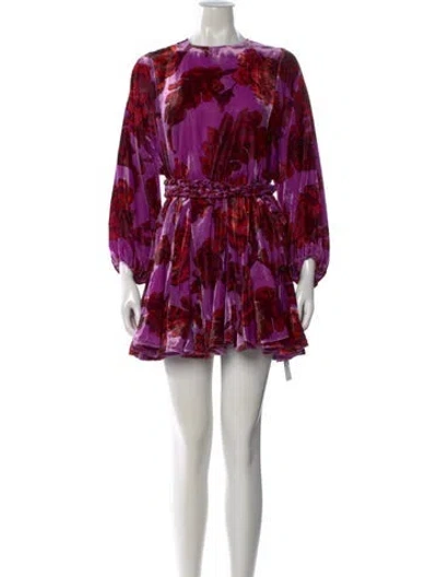 Pre-owned Rhode Floral Print Mini Dress In Purple