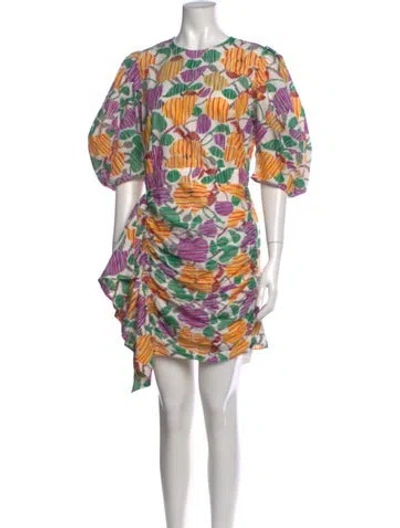 Pre-owned Rhode Floral Print Mini Dress In Purple