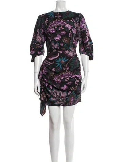 Pre-owned Rhode Floral Print Mini Dress In Purple