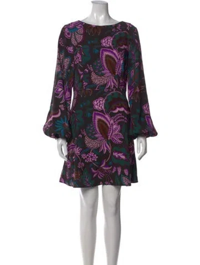Pre-owned Rhode Floral Print Mini Dress In Purple