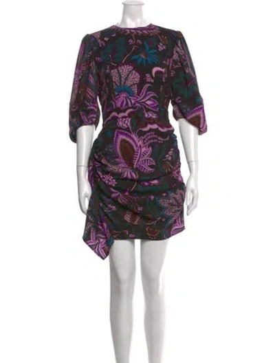Pre-owned Rhode Floral Print Mini Dress In Purple