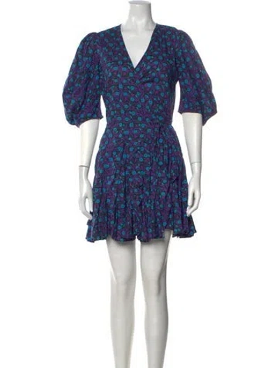 Pre-owned Rhode Floral Print Mini Dress In Purple