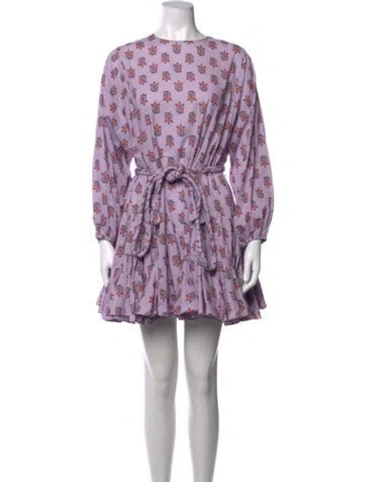 Pre-owned Rhode Floral Print Mini Dress In Purple