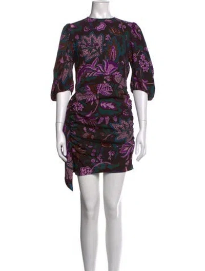 Pre-owned Rhode Floral Print Mini Dress In Purple