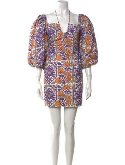 Pre-owned Rhode Floral Print Mini Dress In Purple