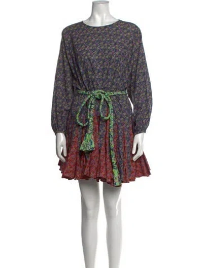 Pre-owned Rhode Floral Print Mini Dress In Purple