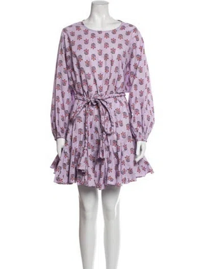 Pre-owned Rhode Floral Print Mini Dress In Purple