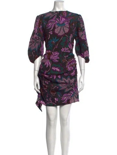Pre-owned Rhode Floral Print Mini Dress In Purple
