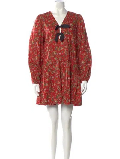 Pre-owned Rhode Floral Print Mini Dress In Red