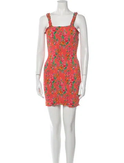 Pre-owned Rhode Floral Print Mini Dress In Red