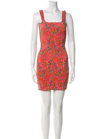 Pre-owned Rhode Floral Print Mini Dress In Red