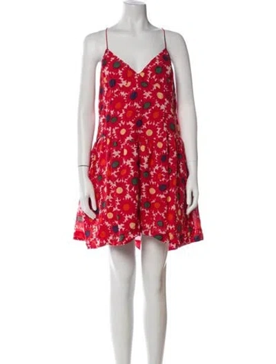 Pre-owned Rhode Floral Print Mini Dress In Red