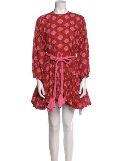 Pre-owned Rhode Floral Print Mini Dress In Red