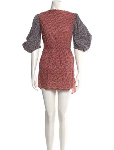 Pre-owned Rhode Floral Print Mini Dress In Red