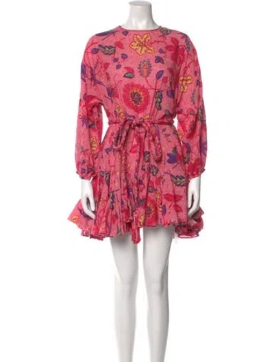 Pre-owned Rhode Floral Print Mini Dress In Red