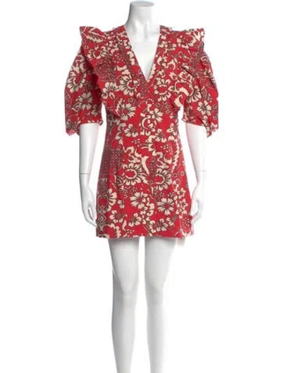 Pre-owned Rhode Floral Print Mini Dress In Red