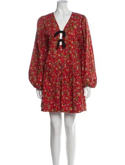 Pre-owned Rhode Floral Print Mini Dress In Red
