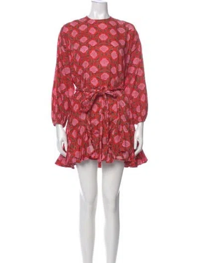 Pre-owned Rhode Floral Print Mini Dress In Red