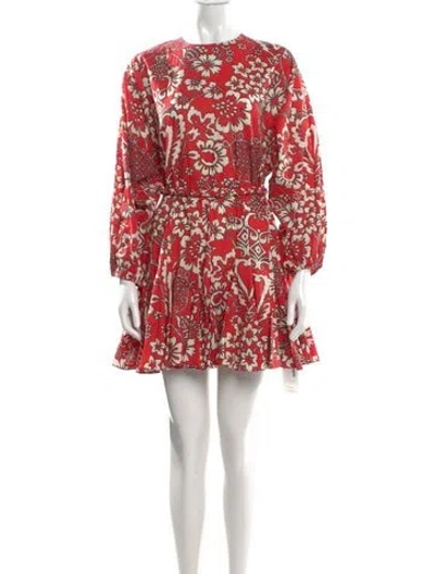 Pre-owned Rhode Floral Print Mini Dress In Red