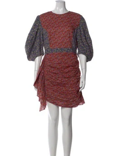 Pre-owned Rhode Floral Print Mini Dress In Red