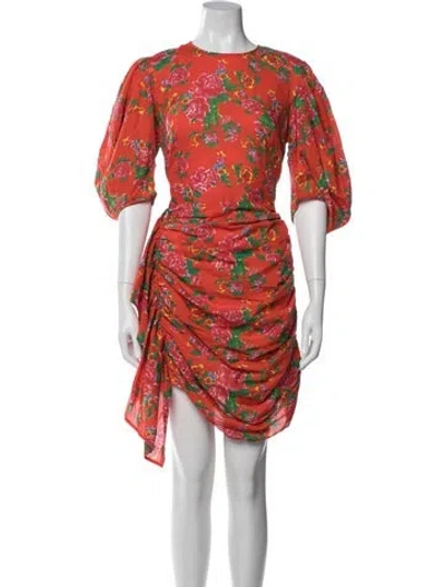 Pre-owned Rhode Floral Print Mini Dress In Red