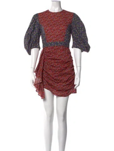 Pre-owned Rhode Floral Print Mini Dress In Red