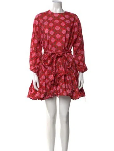 Pre-owned Rhode Floral Print Mini Dress In Red