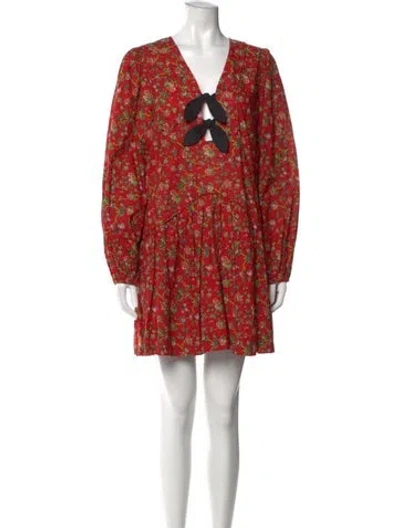 Pre-owned Rhode Floral Print Mini Dress In Red