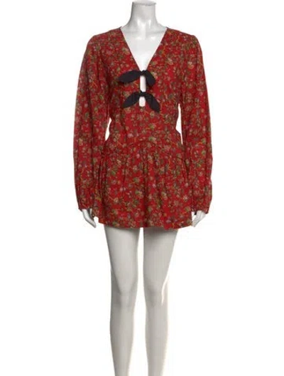 Pre-owned Rhode Floral Print Mini Dress In Red