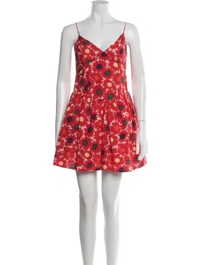 Pre-owned Rhode Floral Print Mini Dress In Red
