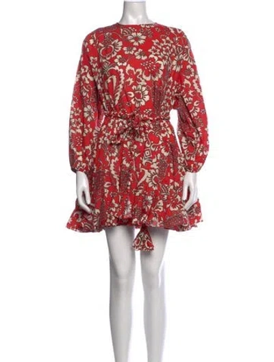 Pre-owned Rhode Floral Print Mini Dress In Red