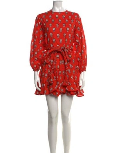 Pre-owned Rhode Floral Print Mini Dress In Red