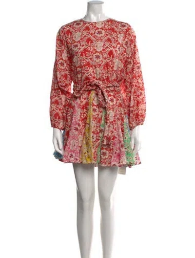 Pre-owned Rhode Floral Print Mini Dress In Red