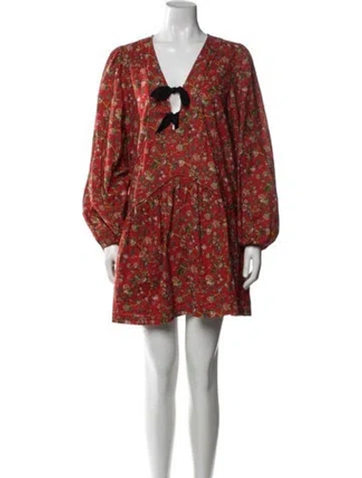 Pre-owned Rhode Floral Print Mini Dress In Red