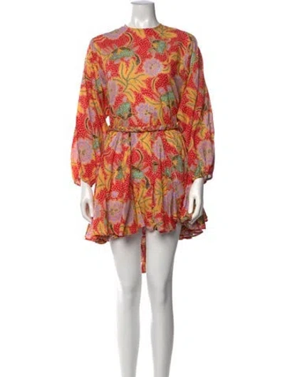 Pre-owned Rhode Floral Print Mini Dress In Red