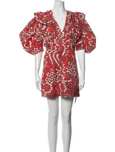 Pre-owned Rhode Floral Print Mini Dress In Red