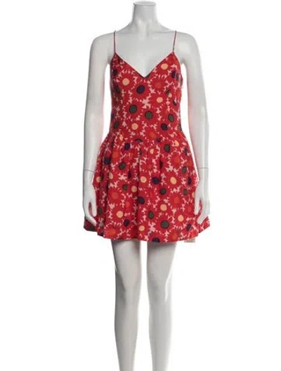 Pre-owned Rhode Floral Print Mini Dress In Red