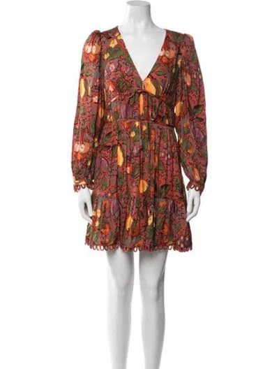 Pre-owned Rhode Floral Print Mini Dress In Red