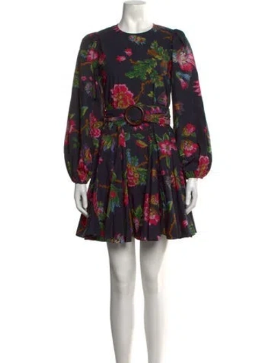 Pre-owned Rhode Floral Print Mini Dress W/ Tags In Black
