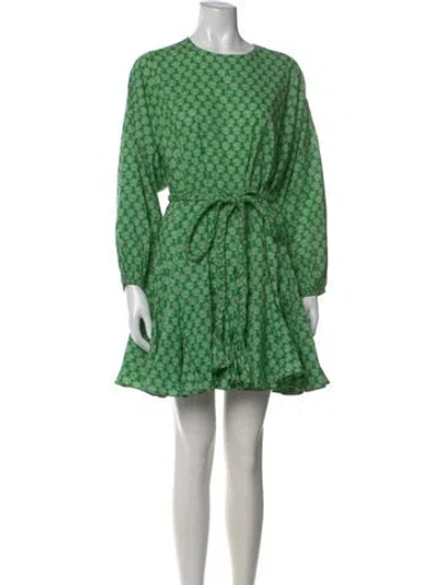 Pre-owned Rhode Floral Print Mini Dress W/ Tags In Green