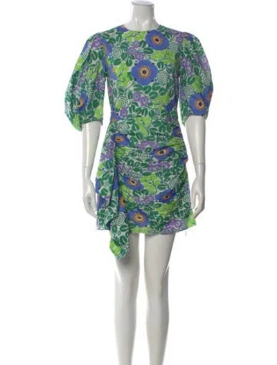 Pre-owned Rhode Floral Print Mini Dress W/ Tags In Green