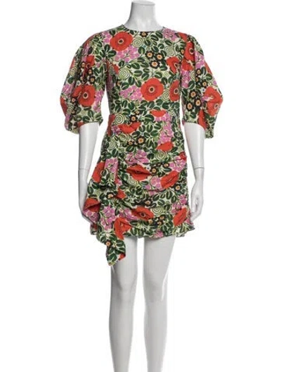 Pre-owned Rhode Floral Print Mini Dress W/ Tags In Green