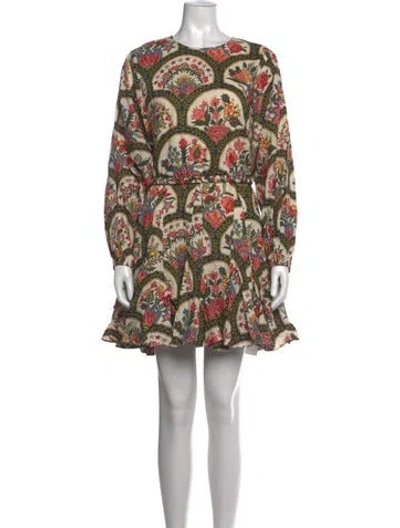 Pre-owned Rhode Floral Print Mini Dress W/ Tags In Green