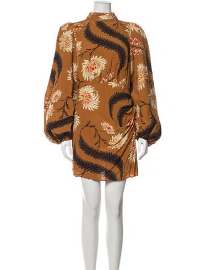 Pre-owned Rhode Floral Print Mini Dress W/ Tags In Orange