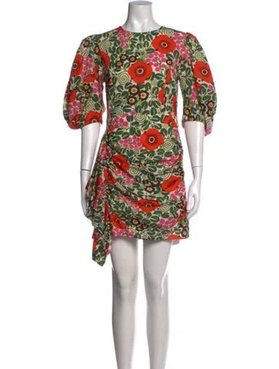 Pre-owned Rhode Floral Print Mini Dress W/ Tags In Orange