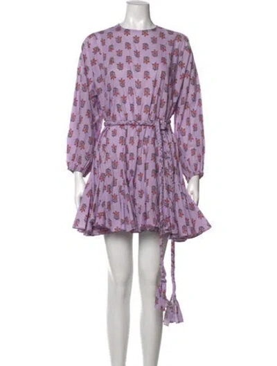 Pre-owned Rhode Floral Print Mini Dress W/ Tags In Purple