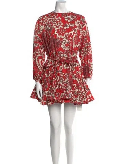 Pre-owned Rhode Floral Print Mini Dress W/ Tags In Red
