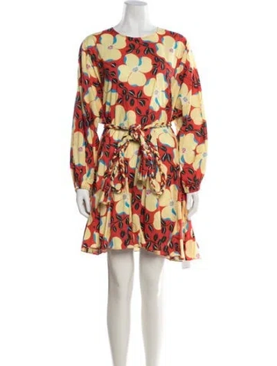 Pre-owned Rhode Floral Print Mini Dress W/ Tags In Yellow