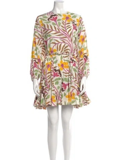 Pre-owned Rhode Floral Print Mini Dress In White